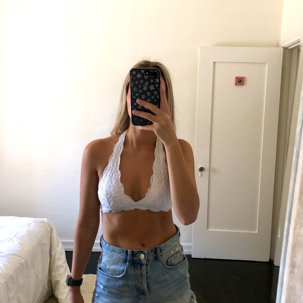 Anemone White Halter Bralette